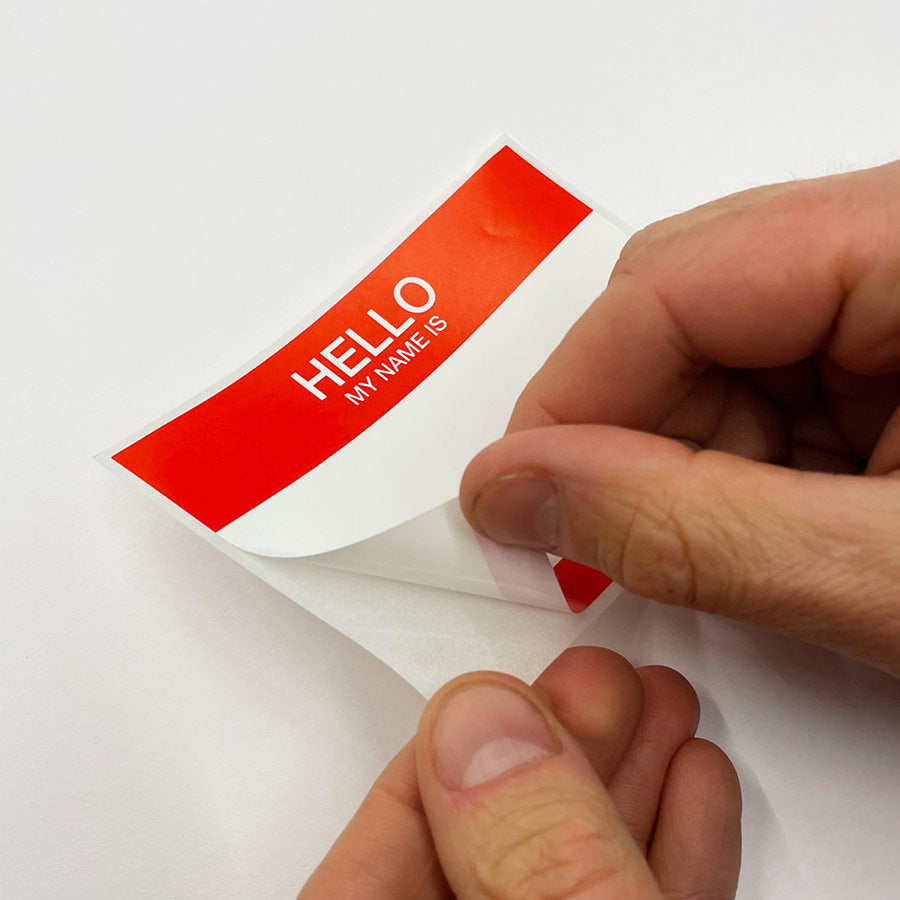 FLUX Eggshell Stickers 50 pcs Hello My Name Is Red