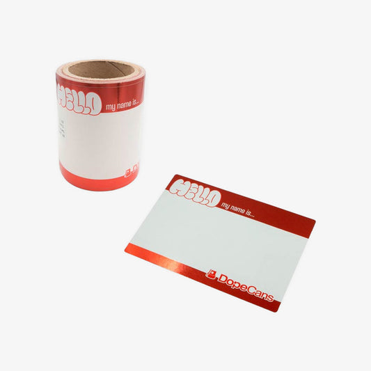 Dope Cans Sticker Hello My Name Is 50 pcs - Red Metallic