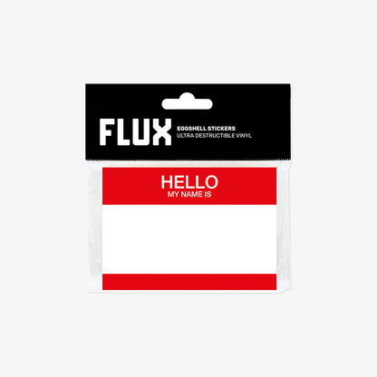 FLUX Eggshell Stickers 50 pcs Hello My Name Is Red