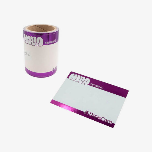 Dope Cans Sticker Hello My Name Is 50 pcs - Violet Metallic