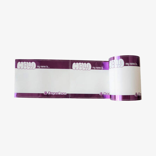 Dope Cans Sticker Hello My Name Is 50 pcs - Violet Metallic
